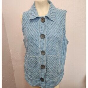 Focus Waffleknit Collared Vest Wmns Sz Med Art To Wear Lagenlook Artsy Bold Wood